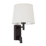 GloboStar® ROULETTE-R 61381 Μοντέρνο Φωτιστικό Τοίχου - Απλίκα Ξενοδοχείου Bed Side LED 3W 360lm & 1 x E27 36° & 360° AC 220-240V - Reading Up/Down Light - Φορτιστής USB 3A - Μ22 x Π23.5 x Υ37cm - Φυσικό Λευκό 4500K - Καφέ με Μπεζ Καπέλο - Σετ 2 Τεμαχίων - Image 2