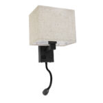 GloboStar® ROULETTE-S 61382 Μοντέρνο Φωτιστικό Τοίχου - Απλίκα Ξενοδοχείου Bed Side LED 3W 360lm & 1 x E27 36° & 360° AC 220-240V - Reading Up/Down Light - Φορτιστής USB 3A - Μ17 x Π20 x Υ37cm - Φυσικό Λευκό 4500K - Μαύρο με Μπεζ Καπέλο - Σετ 2 Τεμαχίων - Image 3