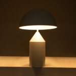 GloboStar® URANUS-M 61454 Μοντέρνο Επιτραπέζιο Φωτιστικό Πορτατίφ Δίφωτο 2 x E27 AC220-240V IP20 - Φ35 x Υ54cm - Λευκό Μεταλλικό Καμπάνα με Διακόπτη On/Off - 5 Years Warranty - Image 9