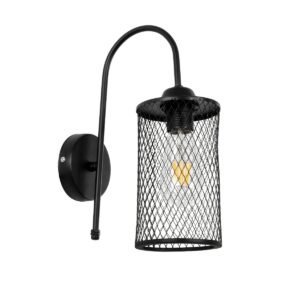 GLOBOSTAR® HANDANG 201-0123 Vintage Φωτιστικό Τοίχου - Απλίκα με Ντουί 1 x E27 AC 220-240V IP20 - Μαύρο - Μ12 x Π24 x Υ34cm