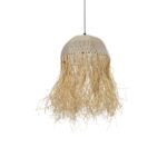 GLOBOSTAR® PLUVIA 205-0081 Boho Κρεμαστό Φωτιστικό Οροφής με Ντουί 1 x E27 AC 220-240V IP20 - Μπεζ - M40 x Π40 x Υ70cm