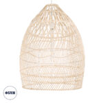 GloboStar® MALIBU 01810 Boho Κρεμαστό Φωτιστικό Καμπάνα Μονόφωτο 1 x E27 IP20 Μπεζ Ξύλο - Μ57 x Π57 x Υ75cm
