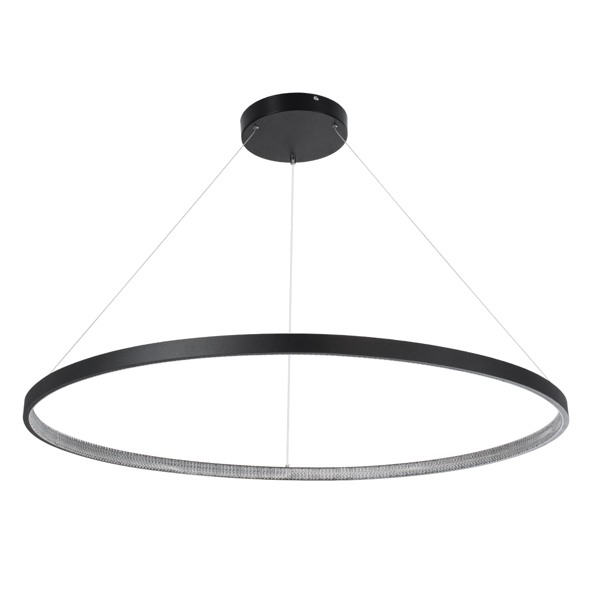 GloboStar® DIAMOND 61519 Κρεμαστό Φωτιστικό Δαχτυλίδι-Κύκλος LED CCT 75W 8400lm 360° AC 220-240V - Εναλλαγή Φωτισμού μέσω Τηλεχειριστηρίου All In One Ψυχρό 6000k+Φυσικό 4500k+Θερμό 2700k Dimmable Φ100cm - Μαύρο - 3 Years Warranty - Image 2