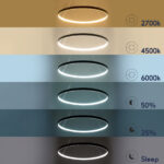 GloboStar® DIAMOND 61520 Κρεμαστό Φωτιστικό Δαχτυλίδι-Κύκλος LED CCT 67W 7504lm 360° AC 220-240V - Εναλλαγή Φωτισμού μέσω Τηλεχειριστηρίου All In One Ψυχρό 6000k+Φυσικό 4500k+Θερμό 2700k Dimmable Φ80cm - Μαύρο - 3 Years Warranty - Image 10