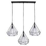 GloboStar® EIFFEL 61569 Vintage Κρεμαστό Φωτιστικό Ράγα Τρίφωτο 3 x E27 IP20 Μαύρο Μέταλλο με Λευκό Ύφασμα - Μ68 x Π25 x Υ130cm - Image 5