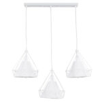 GloboStar® EIFFEL 61570 Vintage Κρεμαστό Φωτιστικό Ράγα Τρίφωτο 3 x E27 IP20 Λευκό Μέταλλο με Λευκό Ύφασμα - Μ68 x Π25 x Υ130cm - Image 3