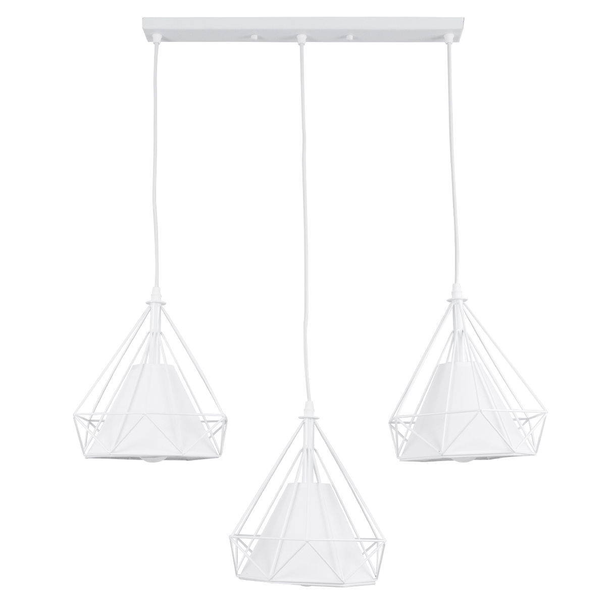 GloboStar® EIFFEL 61570 Vintage Κρεμαστό Φωτιστικό Ράγα Τρίφωτο 3 x E27 IP20 Λευκό Μέταλλο με Λευκό Ύφασμα - Μ68 x Π25 x Υ130cm - Image 3