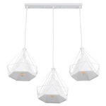 GloboStar® EIFFEL 61570 Vintage Κρεμαστό Φωτιστικό Ράγα Τρίφωτο 3 x E27 IP20 Λευκό Μέταλλο με Λευκό Ύφασμα - Μ68 x Π25 x Υ130cm - Image 4