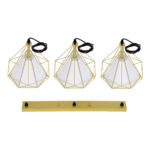 GloboStar® EIFFEL 61571 Vintage Κρεμαστό Φωτιστικό Ράγα Τρίφωτο 3 x E27 IP20 Χρυσό Μέταλλο με Λευκό Ύφασμα - Μ68 x Π25 x Υ130cm - Image 10
