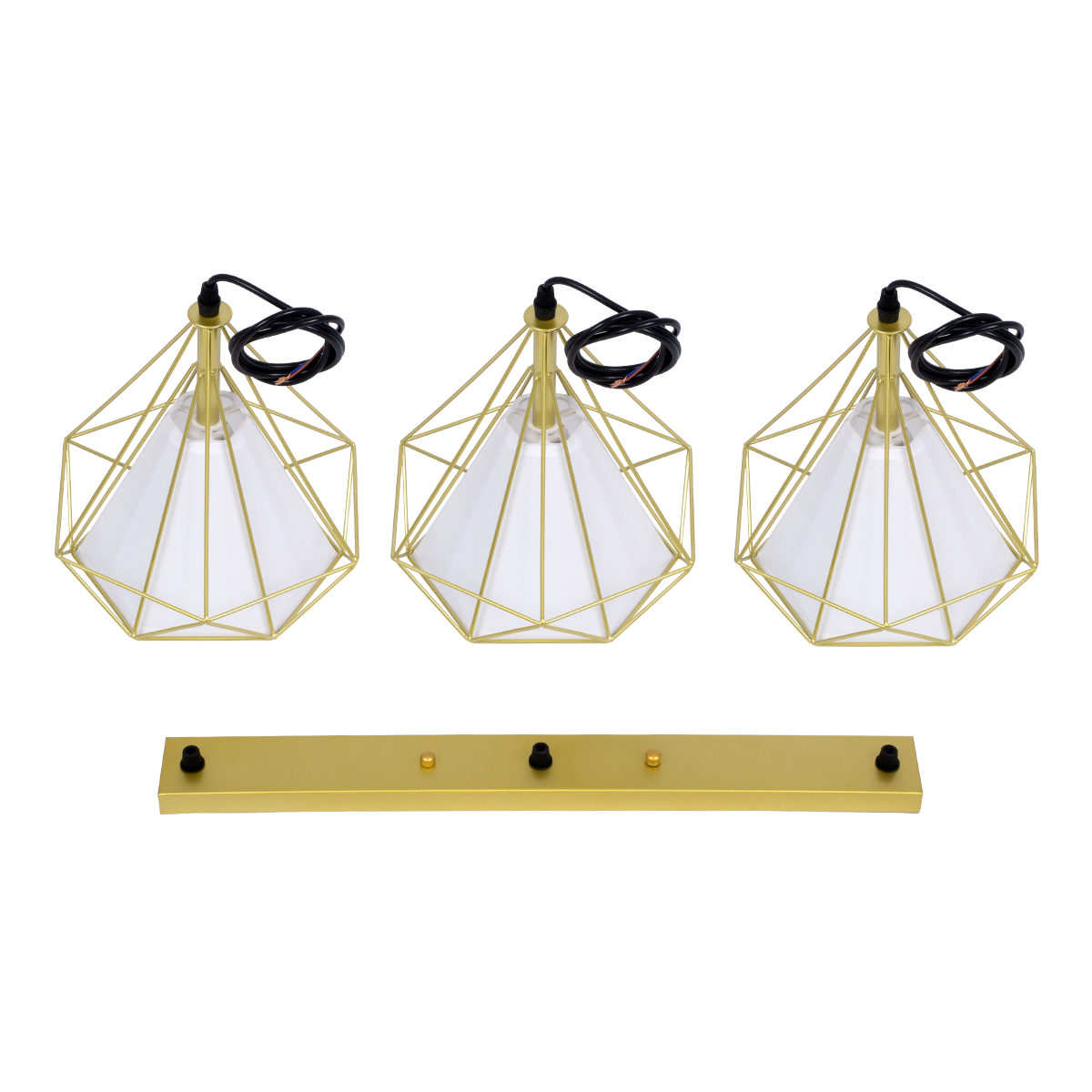 GloboStar® EIFFEL 61571 Vintage Κρεμαστό Φωτιστικό Ράγα Τρίφωτο 3 x E27 IP20 Χρυσό Μέταλλο με Λευκό Ύφασμα - Μ68 x Π25 x Υ130cm - Image 10