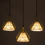 GloboStar® EIFFEL 61571 Vintage Κρεμαστό Φωτιστικό Ράγα Τρίφωτο 3 x E27 IP20 Χρυσό Μέταλλο με Λευκό Ύφασμα - Μ68 x Π25 x Υ130cm - Image 2