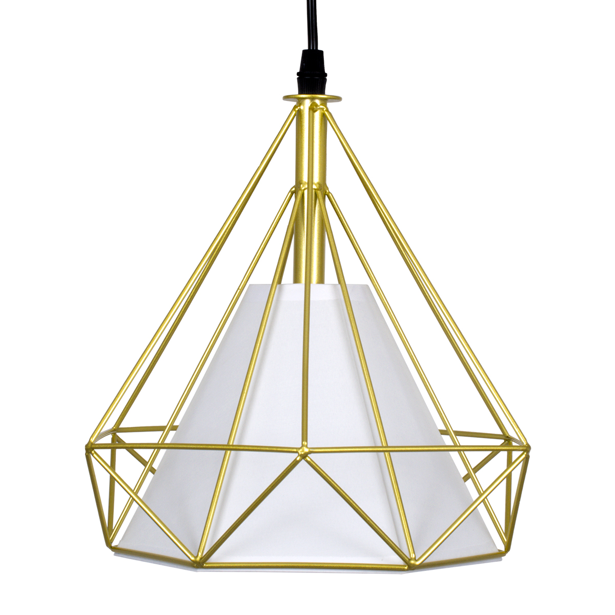 GloboStar® EIFFEL 61571 Vintage Κρεμαστό Φωτιστικό Ράγα Τρίφωτο 3 x E27 IP20 Χρυσό Μέταλλο με Λευκό Ύφασμα - Μ68 x Π25 x Υ130cm - Image 7