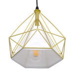 GloboStar® EIFFEL 61571 Vintage Κρεμαστό Φωτιστικό Ράγα Τρίφωτο 3 x E27 IP20 Χρυσό Μέταλλο με Λευκό Ύφασμα - Μ68 x Π25 x Υ130cm - Image 8