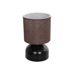 GloboStar® RUBIK 204-0060 Μοντέρνο Eπιτραπέζιο Φωτιστικό Μονόφωτο 1 x E27 IP20 Μαύρο Μέταλλο με Μπεζ Ύφασμα - Μ19 x Π19 x Υ30cm