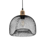 GloboStar® GLOZIA 201-0018 Μοντέρνο Κρεμαστό Φωτιστικό Πλέγμα Μονόφωτο 1 x E27 IP20 Μαύρο & Χρυσό Μέταλλο - Μ26 x Π26 x Υ70cm