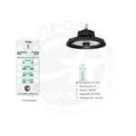 GLOBOSTAR® INDUSTRY 61706 Βιομηχανικό Φωτιστικό Καμπάνα High Bay UFO Τεχνολογίας Smart Group Linkable Control System 2.4Ghz με Αισθητήρα Κίνησης Microwave LED 200W 30000lm SDCM<5 90° AC 85-265V Αδιάβροχο IP65 IK08 Μαύρο Χυτό Αλουμίνιο - Φυσικό Λευκό 5000K - 338 x Sanan Opto SMD Chip & TÜV SÜD Driver - Μ30 x Π30 x Υ16cm - 5 Χρόνια Εγγύηση - Image 12