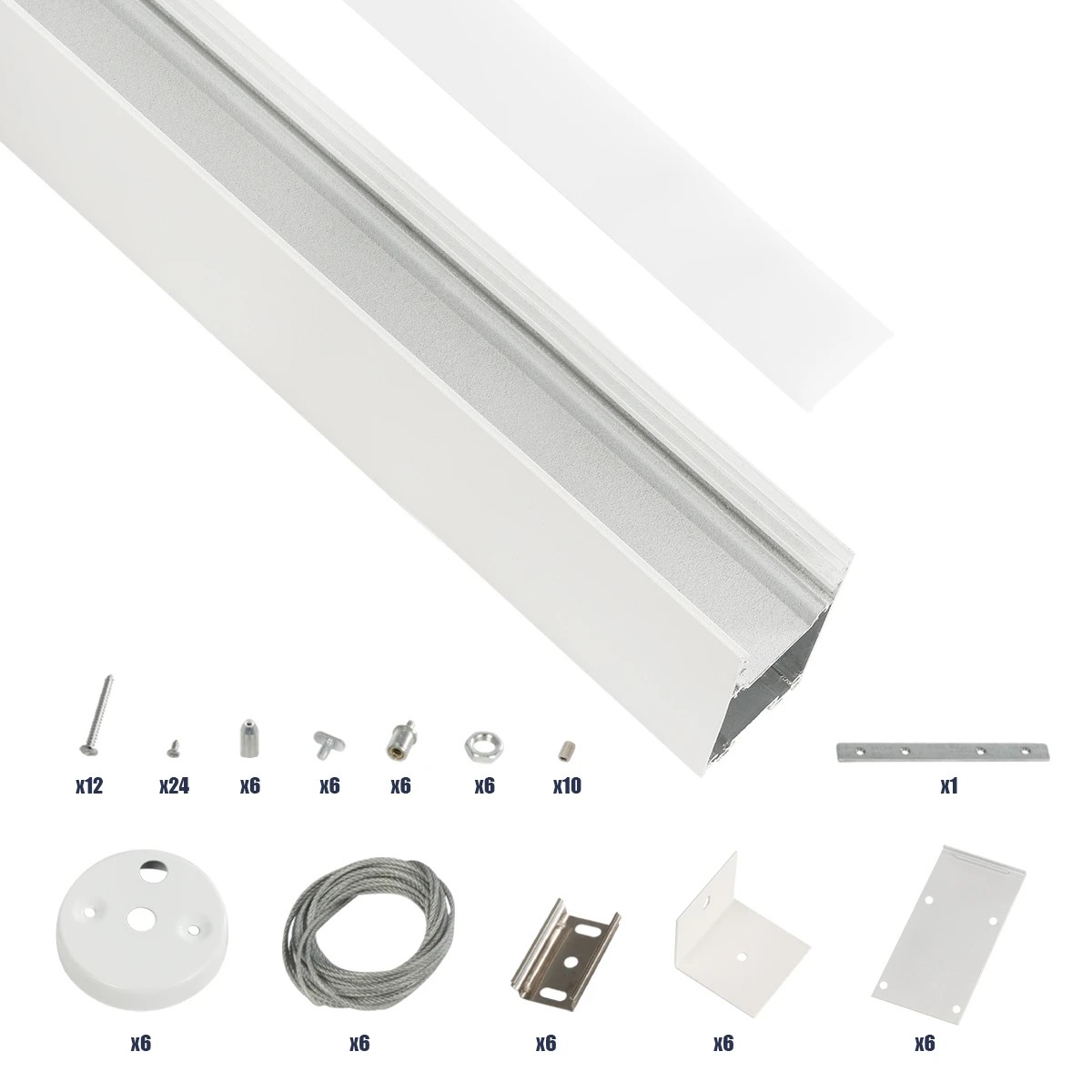 GLOBOSTAR® ALP-LINEAR LUMILINE 61763-3M Επιφανειακό / Κρεμαστό Προφίλ Αλουμινίου με Λευκό Γαλακτερό Πατητό Κάλυμμα για Ταινίες LED IP20 - Λευκό Ματ - Μ300 x Π3.5 x Υ7cm - Image 2