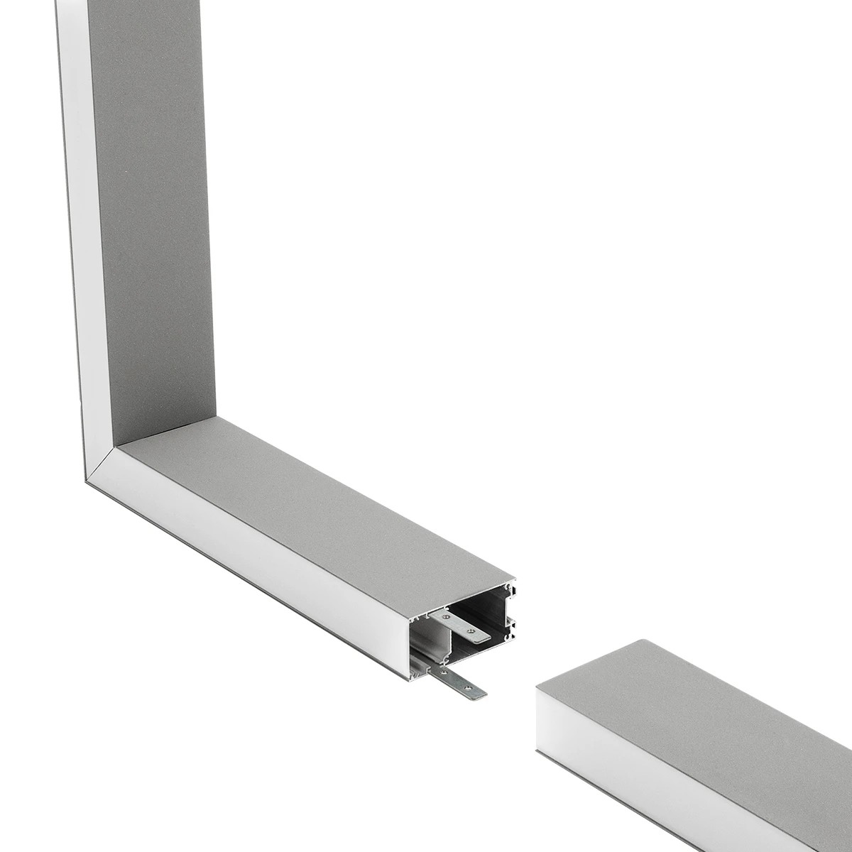 GLOBOSTAR® ALP-CORNER-SIDE90 LUMILINE 61768 Επιφανειακό / Κρεμαστό Προφίλ Αλουμινίου Γωνία με Λευκό Γαλακτερό Πατητό Κάλυμμα για Ταινίες LED IP20 - Γκρι Ανθρακί Ματ - Μ30 x Π3.5 x Υ7cm - Image 2