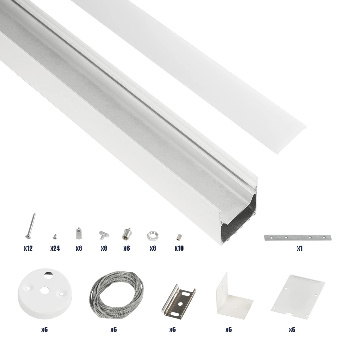 GLOBOSTAR® ALP-LINEAR BRIGHTRAIL 61774-3M Επιφανειακό / Κρεμαστό Προφίλ Αλουμινίου με Λευκό Γαλακτερό Πατητό Κάλυμμα για Ταινίες LED IP20 - Λευκό Ματ - Μ300 x Π5 x Υ7.5cm - Image 2