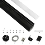 GLOBOSTAR® ALP-LINEAR BRIGHTRAIL 61775-3M Επιφανειακό / Κρεμαστό Προφίλ Αλουμινίου με Λευκό Γαλακτερό Πατητό Κάλυμμα για Ταινίες LED IP20 - Μαύρο Ματ - Μ300 x Π5 x Υ7.5cm - Image 2