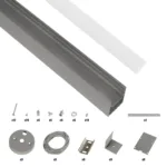 GLOBOSTAR® ALP-LINEAR BRIGHTRAIL 61776-3M Επιφανειακό / Κρεμαστό Προφίλ Αλουμινίου με Λευκό Γαλακτερό Πατητό Κάλυμμα για Ταινίες LED IP20 - Γκρι Ανθρακί Ματ - Μ300 x Π5 x Υ7.5cm - Image 2