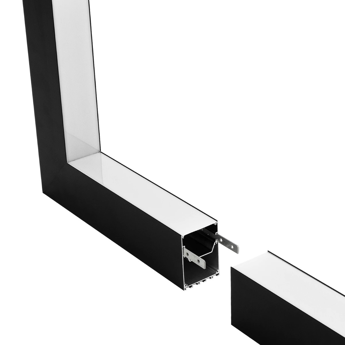 GLOBOSTAR® ALP-CORNER-IN90 BRIGHTRAIL 61781 Επιφανειακό / Κρεμαστό Προφίλ Αλουμινίου Γωνία με Λευκό Γαλακτερό Πατητό Κάλυμμα για Ταινίες LED IP20 - Μαύρο Ματ - Μ30 x Π5 x Υ7.5cm - Image 3