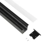 GLOBOSTAR® ALP-LINEAR RECESSA 61786-3M Χωνευτό Προφίλ Αλουμινίου με Λευκό Γαλακτερό Πατητό Κάλυμμα για Ταινίες LED IP20 - Μαύρο Ματ - Μ300 x Π3.5 x Υ4cm - Image 2