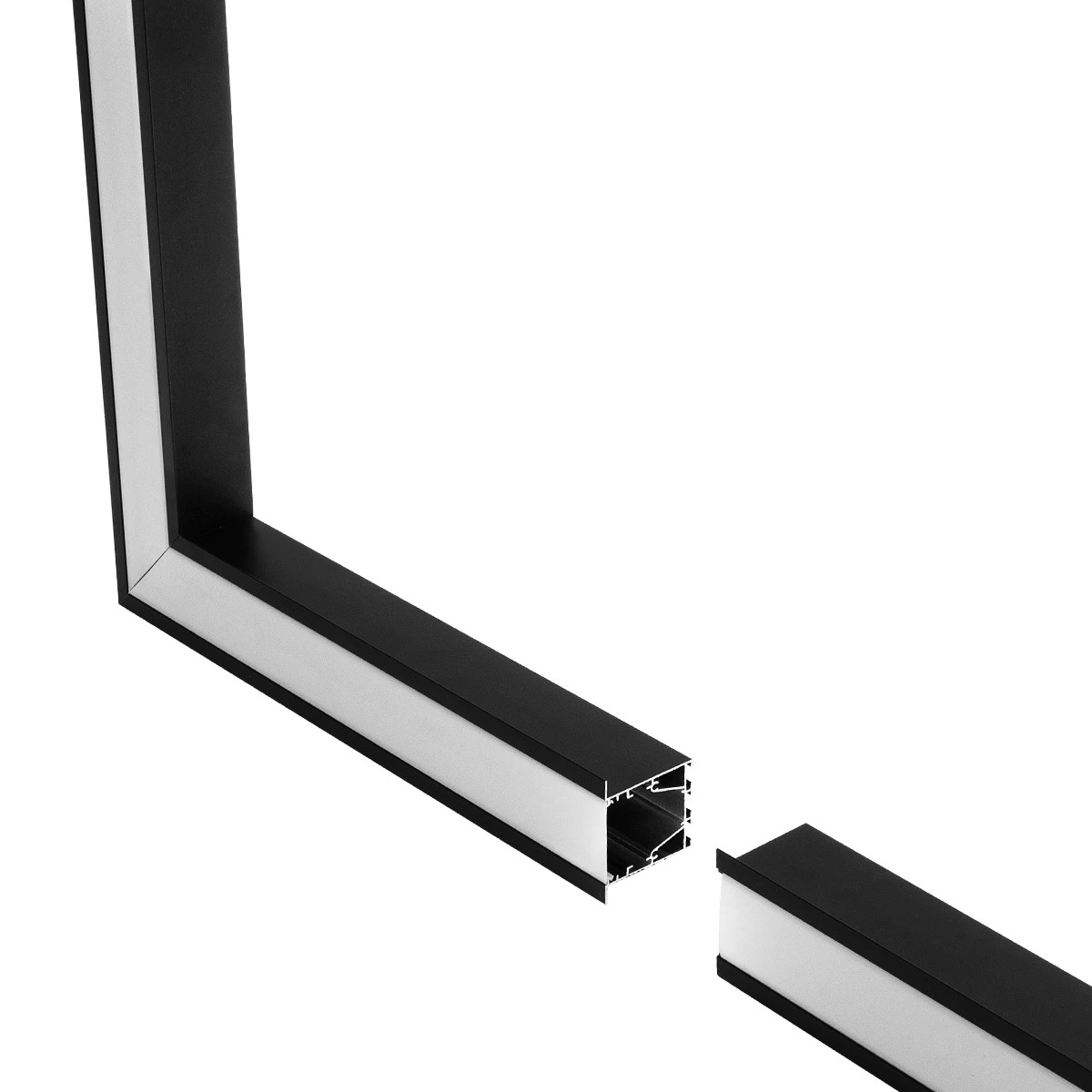 GLOBOSTAR® ALP-CORNER-SIDE90 RECESSA 61789 Χωνευτό Προφίλ Αλουμινίου Γωνία με Λευκό Γαλακτερό Πατητό Κάλυμμα για Ταινίες LED IP20 - Μαύρο Ματ - Μ30 x Π3.5 x Υ4cm - Image 2