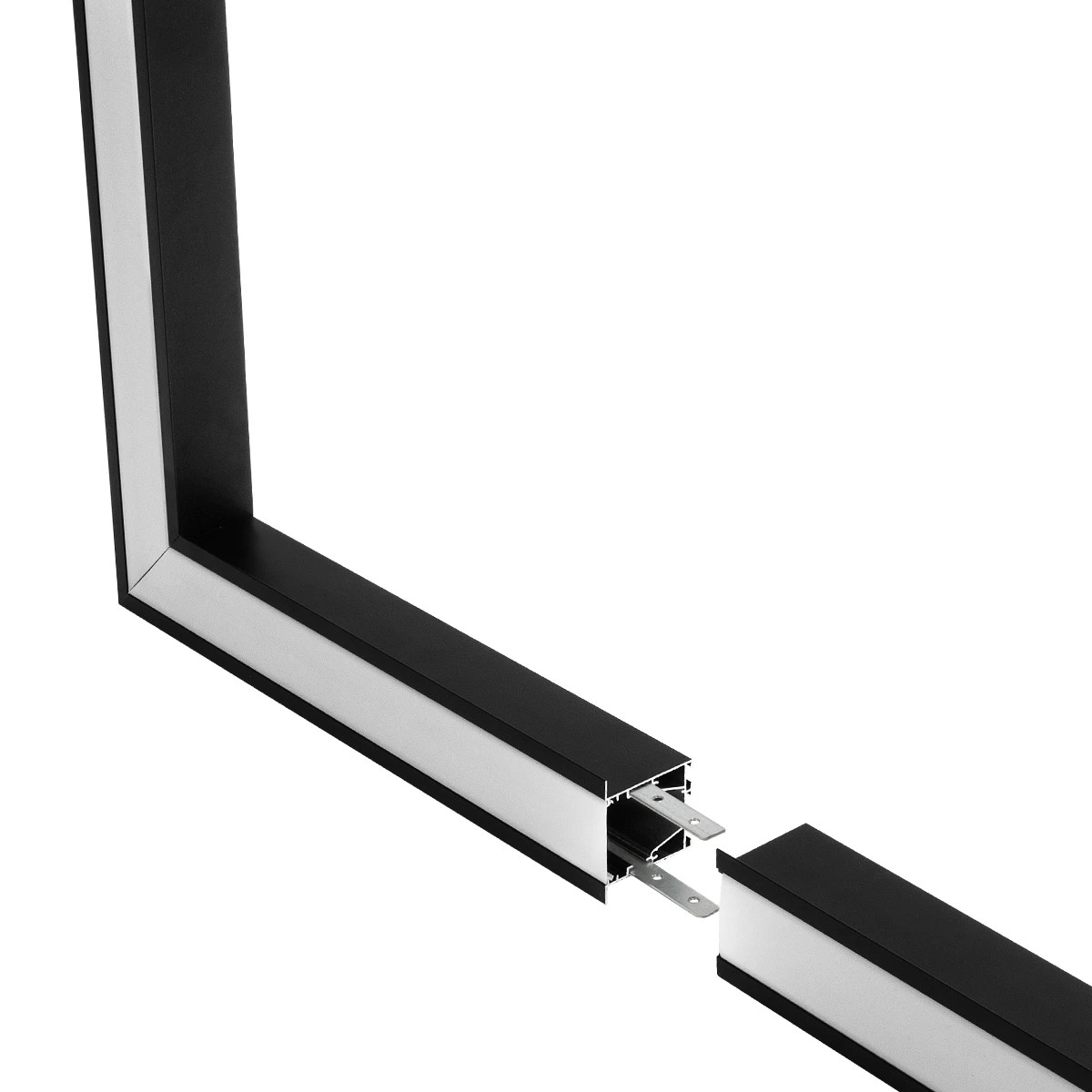 GLOBOSTAR® ALP-CORNER-SIDE90 RECESSA 61789 Χωνευτό Προφίλ Αλουμινίου Γωνία με Λευκό Γαλακτερό Πατητό Κάλυμμα για Ταινίες LED IP20 - Μαύρο Ματ - Μ30 x Π3.5 x Υ4cm - Image 3