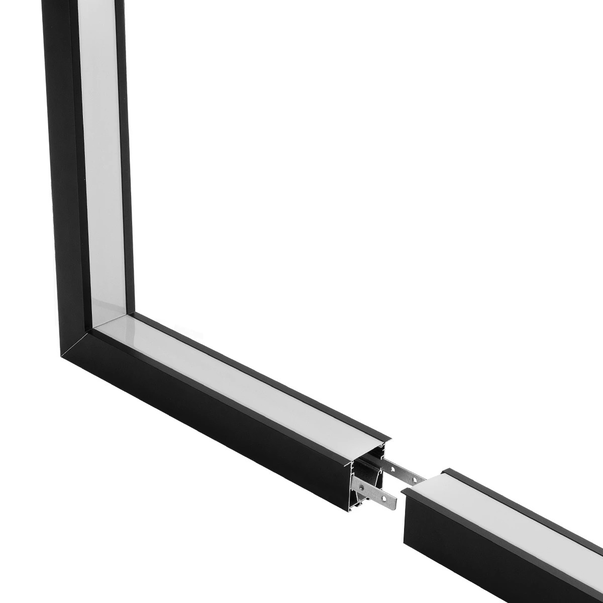 GLOBOSTAR® ALP-CORNER-IN90 RECESSA 61792 Χωνευτό Προφίλ Αλουμινίου Γωνία με Λευκό Γαλακτερό Πατητό Κάλυμμα για Ταινίες LED IP20 - Μαύρο Ματ - Μ30 x Π3.5 x Υ4cm - Image 3