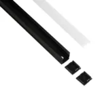 GLOBOSTAR® ALP-LINEAR GLOWTRACK 61797-3M Επιφανειακό Προφίλ Αλουμινίου με Λευκό Γαλακτερό Πατητό Κάλυμμα για Ταινίες LED IP20 - Μαύρο Ματ - Μ30 x Π2 x Υ2cm - Πακέτο 5 Τεμαχίων - Image 2
