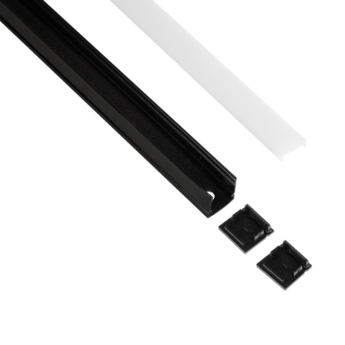 GLOBOSTAR® ALP-LINEAR GLOWTRACK 61797-3M Επιφανειακό Προφίλ Αλουμινίου με Λευκό Γαλακτερό Πατητό Κάλυμμα για Ταινίες LED IP20 - Μαύρο Ματ - Μ30 x Π2 x Υ2cm - Πακέτο 5 Τεμαχίων - Image 2