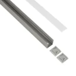 GLOBOSTAR® ALP-LINEAR GLOWTRACK 61798-3M Επιφανειακό Προφίλ Αλουμινίου με Λευκό Γαλακτερό Πατητό Κάλυμμα για Ταινίες LED IP20 - Γκρι Ανθρακί Ματ - Μ30 x Π2 x Υ2cm - Πακέτο 5 Τεμαχίων - Image 2