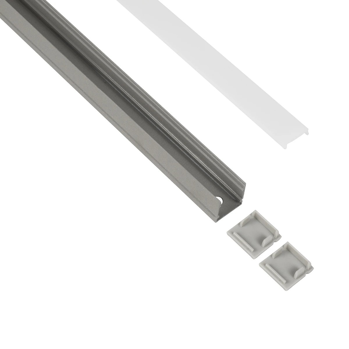 GLOBOSTAR® ALP-LINEAR GLOWTRACK 61798-3M Επιφανειακό Προφίλ Αλουμινίου με Λευκό Γαλακτερό Πατητό Κάλυμμα για Ταινίες LED IP20 - Γκρι Ανθρακί Ματ - Μ30 x Π2 x Υ2cm - Πακέτο 5 Τεμαχίων - Image 2