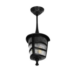 GloboStar® ZARDIN 203-0204 Vintage Κρεμαστό Φωτιστικό Φαναράκι Μονόφωτο 1 x E27 IP44 Μαύρο Πλαστικό Σώμα - Μ17 x Π17 x Υ42cm