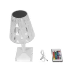 GloboStar® CRYSTAL 62042 Επαναφορτιζόμενο Επιτραπέζιο Φωτιστικό Πορτατίφ LED 1W 100lm 360° DC 5V IP44 RGBW Dimmable με Φορτιστή και Ασύρματο Χειριστήριο IR Διάφανο Πλαστικό - Μ11.5 x Π11.5 x Υ25.5cm - 3 Χρόνια Εγγύηση - Image 7