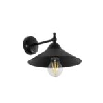 GloboStar® CATERPILLAR 204-0115 Μοντέρνο Επιτοίχειο Φωτιστικό Απλίκα Μονόφωτο 1 x E27 IP20 Μαύρο Μέταλλο - Μ21,5 x Π21,5 x Υ27cm