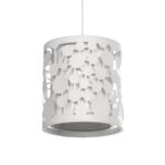 GloboStar® PETAL 203-0065 Μοντέρνο Κρεμαστό Φωτιστικό Καπέλο Μονόφωτο 1 x E27 IP20 Λευκό Πλαστικό - Μ23.5 x Π23.5 x Υ76cm