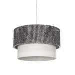 GloboStar® SISSIE 203-0139 Μοντέρνο Κρεμαστό Φωτιστικό Καπέλο Μονόφωτο 1 x E27 IP20 Μαύρο & Λευκό Ύφασμα - Μ30 x Π30 x Υ23cm