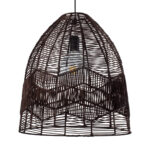 GloboStar® ALOHA 01752 Boho Κρεμαστό Φωτιστικό Καμπάνα Μονόφωτο 1 x E27 IP20 Καφέ Σχοινί - Μ43 x Π43 x Y46cm