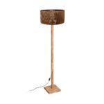 GloboStar® HOLZ 203-0252 Μοντέρνο Επιδαπέδιο Φωτιστικό Μονόφωτο 1 x E27 IP20 Μπέζ Ξύλο - Μ30 x Π30 x Y140cm