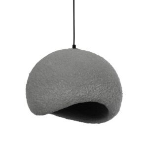 GloboStar® STONE 204-0122 Μοντέρνο Κρεμαστό Φωτιστικό Καμπάνα Μονόφωτο 1 x E27 IP20 Γκρι Πολυστερίνη με Γκρι Ρητίνη - Μ31.5 x Π35 x Υ26cm