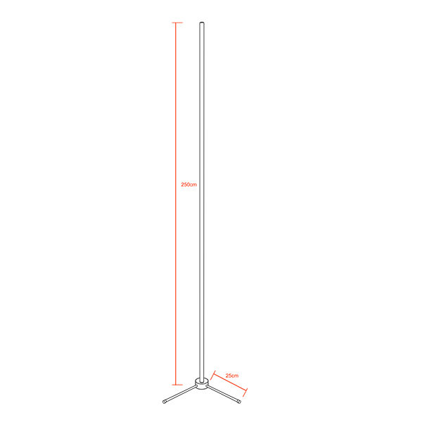 Μοντέρνο Minimal Επιδαπέδιο Μαύρο Φωτιστικό 250cm LED 40 Watt με Ασύρματο Χειριστήριο RF & Dimmer Ψυχρό Λευκό 6000k GloboStar ALIEN Design GLOBO-250-1