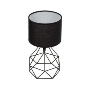 GloboStar® SHAPE 202-0059 Μοντέρνο Eπιτραπέζιο Φωτιστικό Μονόφωτο 1 x E27 IP20 Μαύρο Μέταλλο με Μαύρο Ύφασμα - Μ40 x Π40 x Υ27cm