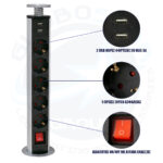 GloboStar® 79632 Χωνευτό Πτυσσόμενο Πολύμπριζο με 5 Πρίζες Ασφαλείας EU Σούκο AC 230V Max 5000W & 2 Εξόδους USB DC 5V Max 3A 18W & Ενσωματωμένο Διακόπτη Οn/Off - Image 9