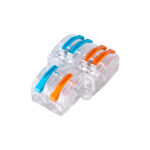 GloboStar® FAST-CONNECT 69909 Διπλή σε Τετραπλή Κλέμα Ταχείας Σύνδεσης & Διακλάδωσης Καλωδίων - 2 x Είσοδοι & 4 x Έξοδοι με Συμβατή Διατομή Καλωδίων 0.08mm² έως 2.5mm² - 250V/4KV 32A Max - Μ2.6 x Π4 x Υ1.5cm - Διάφανο με Πορτοκαλί & Μπλε - Πακέτο 5 Τεμαχίων - 5 Years Warranty - Image 2