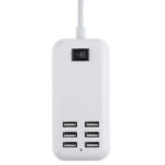 Φορτιστής USB 6 Θέσεων με ON / OFF Διακόπτη 4A 20 Watt 5V DC Λευκός GloboStar 69998 - Image 2