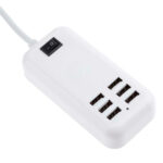 Φορτιστής USB 6 Θέσεων με ON / OFF Διακόπτη 4A 20 Watt 5V DC Λευκός GloboStar 69998 - Image 3