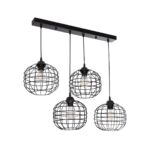 GloboStar® PULSAR 201-0103 Vintage Κρεμαστό Φωτιστικό Ράγα Πολύφωτο 4 x E27 IP20 Μαύρο Μέταλλο - Μ70 x Π20 x Υ80cm