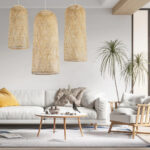 GloboStar® CALERO 01711 Boho Κρεμαστό Φωτιστικό Πλέγμα Μονόφωτο 1 x E27 IP20 Μπεζ Ξύλο - Μ30 x Π30 x Υ70cm - Image 9